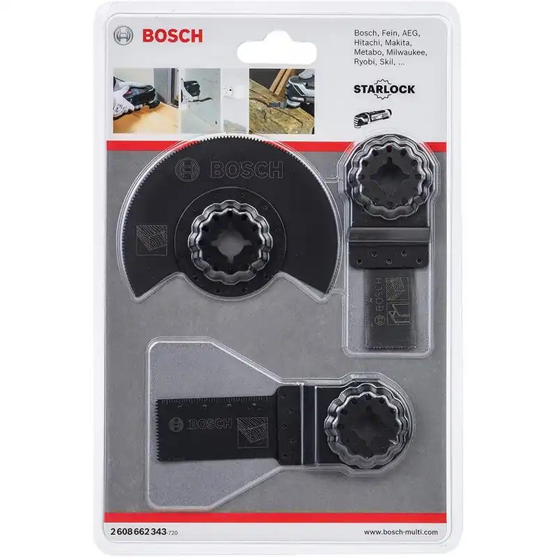 Bosch Set de 3 Lames Bois pour outil multifonction STARLOCK (2608662343)