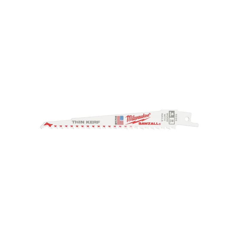 Milwaukee Lames (5x) de scie Sabre Bois avec clous Sawzall 150mm x 4.2mm (48005035)