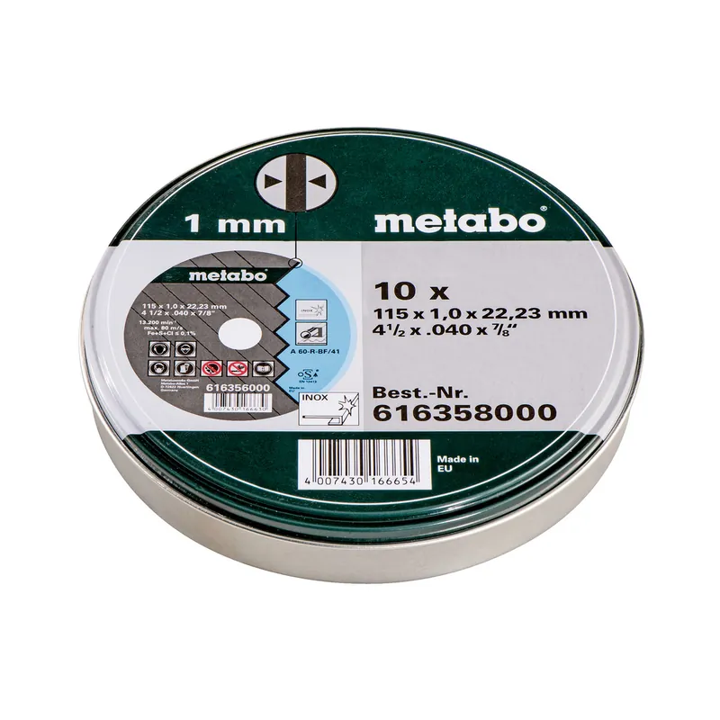 Metabo 10 Disques à tronçonner ø115x1.0mm Inox (616358000)