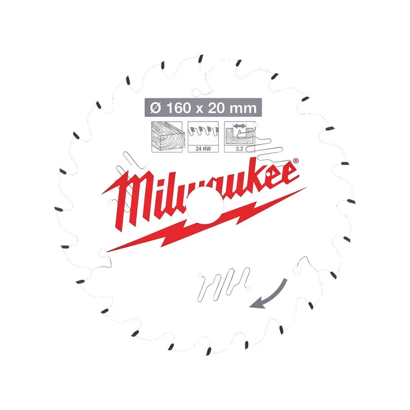 Milwaukee Lame de scie circulaire Bois Ø160x20x24Dts ATB (4932471290)