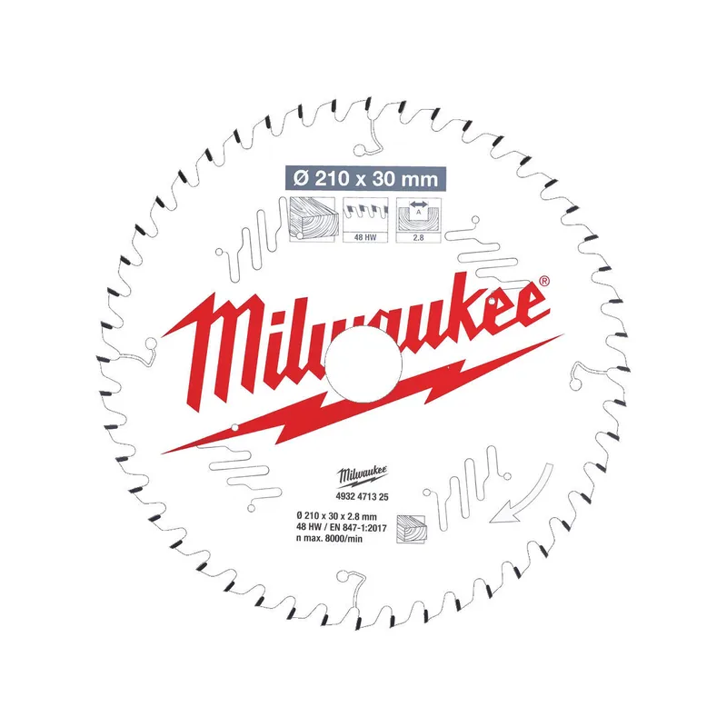 Milwaukee Lame de scie circulaire Bois Ø210x30x48Dts ATB (4932471325)