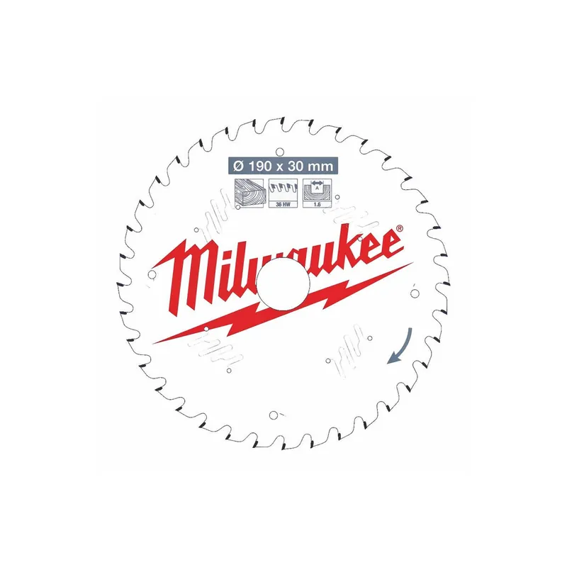Milwaukee Lame de scie circulaire Bois Ø190x30x36Dts ATB (4932471301)