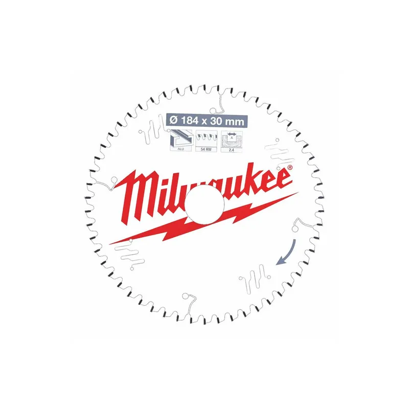 Milwaukee Lame de scie circulaire Bois & Aluminium Ø184x30x54Dts TF (4932471299)