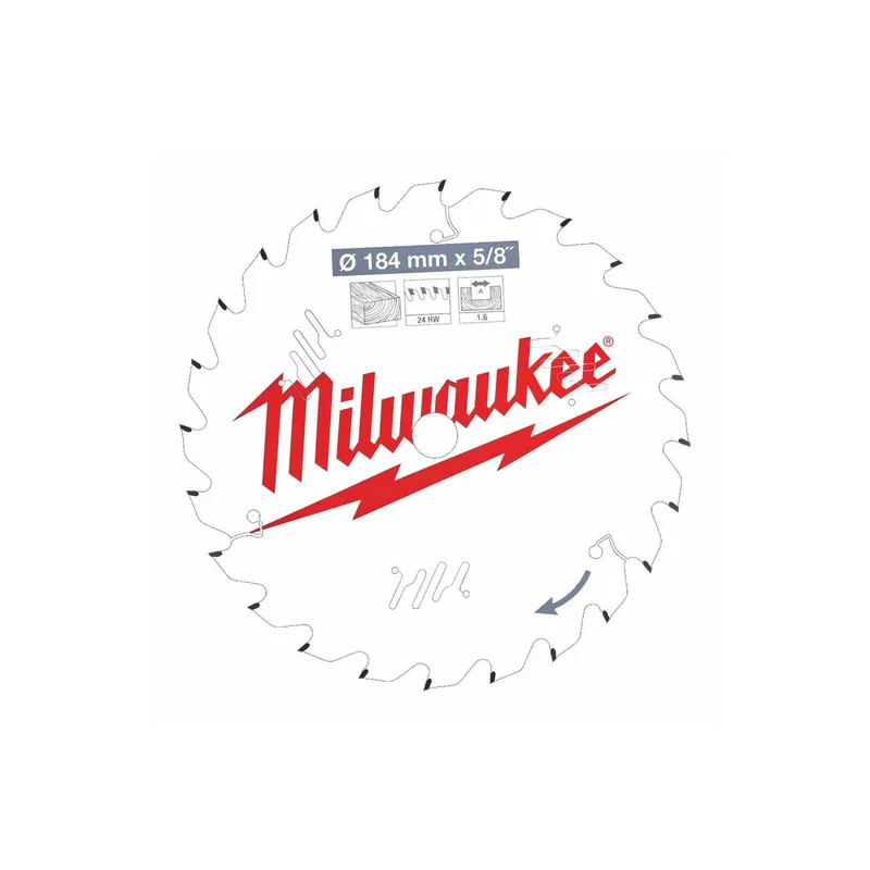 Milwaukee Lame de scie circulaire Bois Ø184x5/8x24Dts ATB (4932471378)