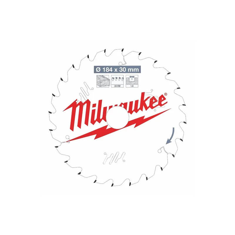 Milwaukee Lame de scie circulaire Bois Ø184x30x24Dts ATB (4932471297)