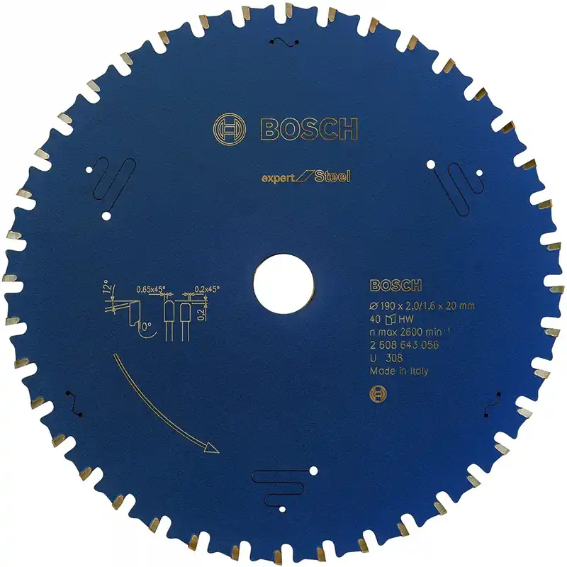 Bosch Lame acier ø190x20x2.0mm 40Dts "expert for steel" (2608643056)
