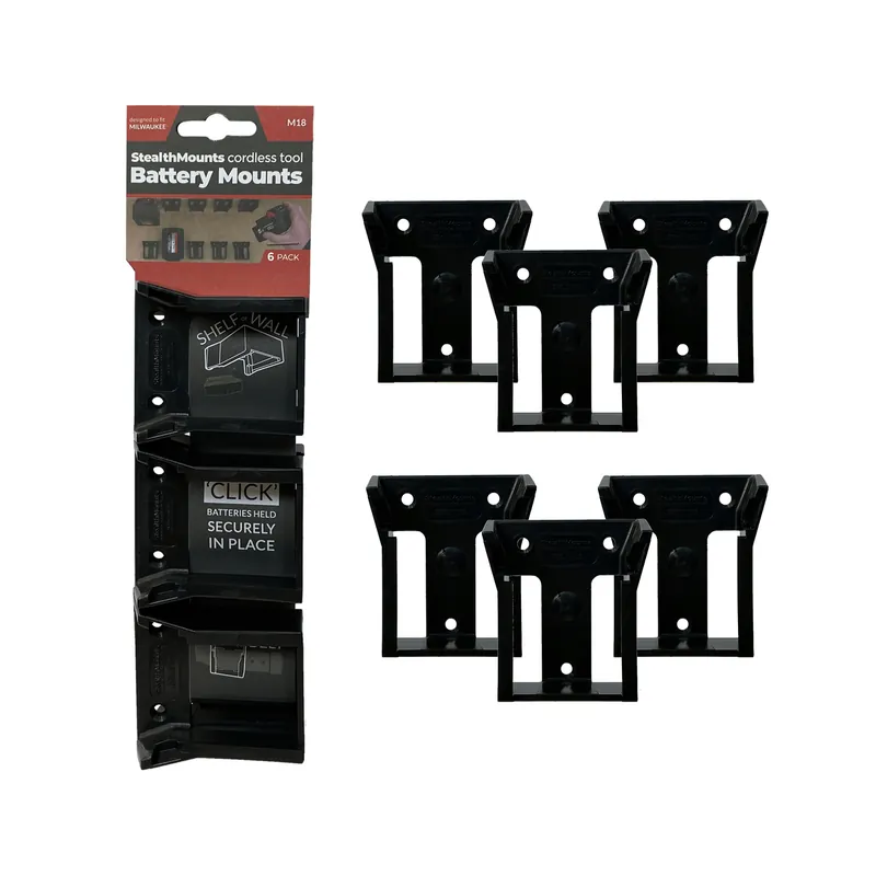 StealthMounts Supports de batteries Milwaukee 18v 6-pack NOIR BM-MW18-BLK-6