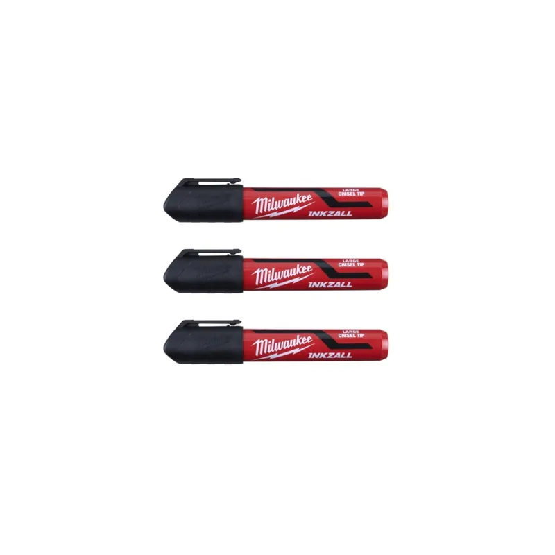 Milwaukee x3 Marqueurs INKZALL Noir pointe Large (4932471554)