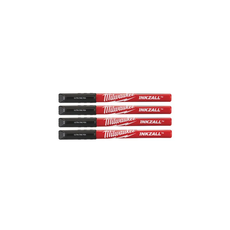 Milwaukee x4 Marqueurs INKZALL Noir pointe Extra Fine (48223164)