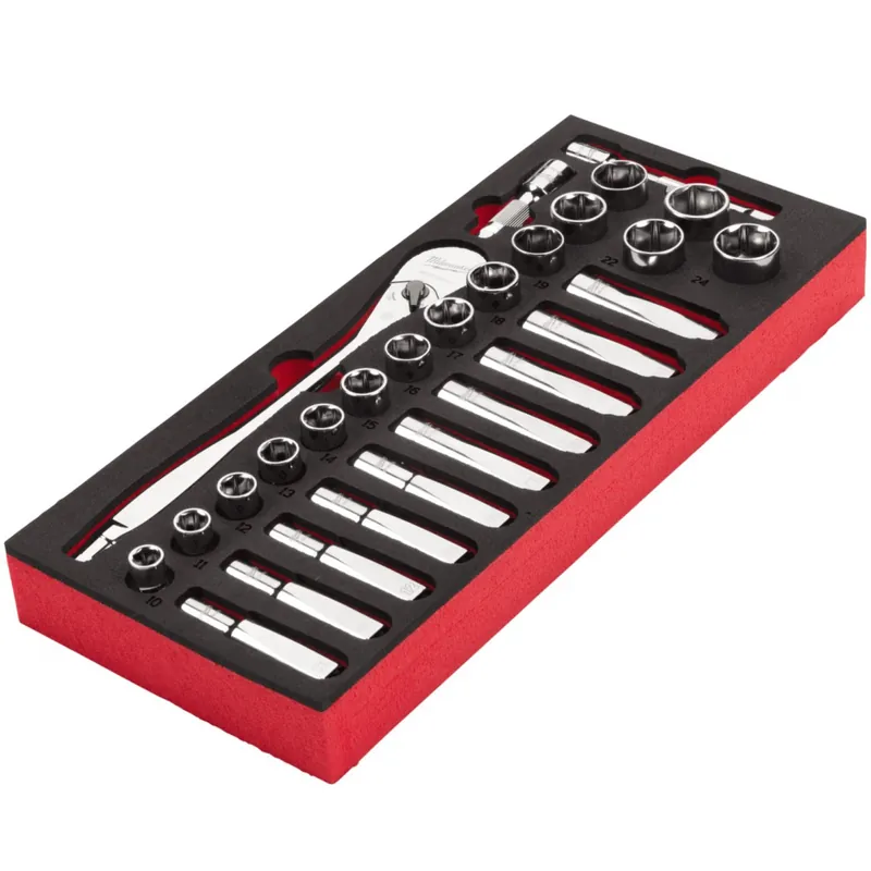 Milwaukee Jeu de clés à cliquet 1/2" avec module mousse pour servante d‘atelier (4932479826)