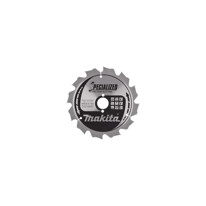 Makita B-33554 Lame Carbure Bois ø190x30x2.6mm 12dts ‘‘Specialized‘‘