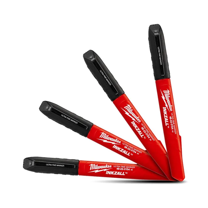 Milwaukee x4 Marqueurs INKZALL Noir pointe Ultra Fine (48223154)