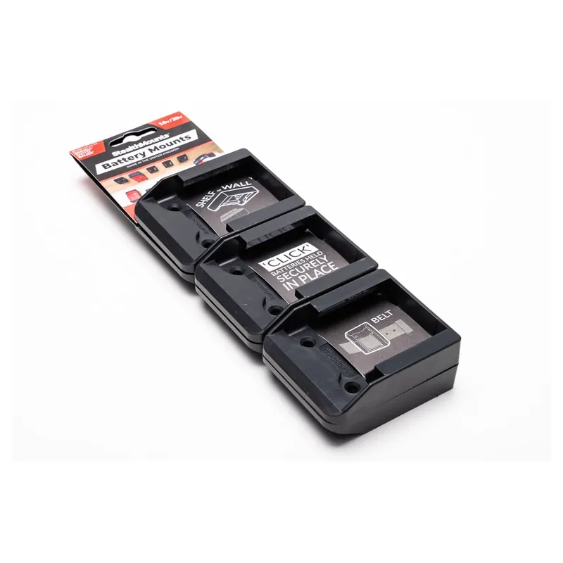 StealthMounts Supports de batteries Einhell, Ozito, Bauer 18V/20V 6-pack NOIR BM-EO18-BLK-6