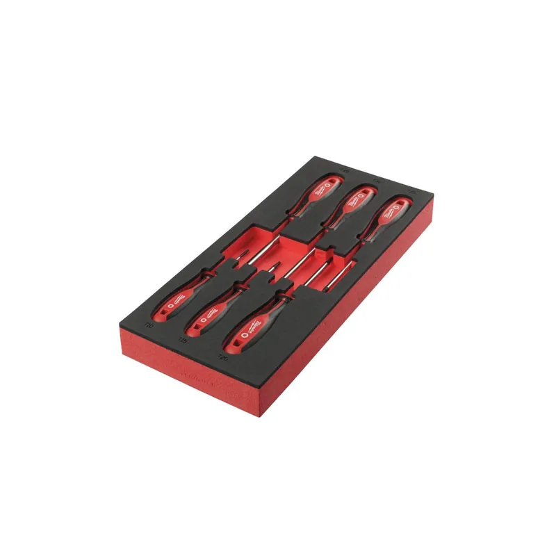 Milwaukee Jeu de x5 tournevis Cruciforme avec module mousse pour servante d‘atelier (4932492393)