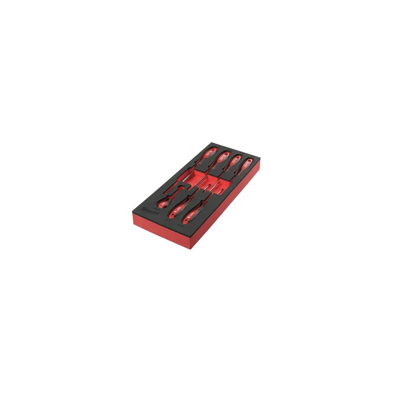 Milwaukee Jeu de x7 tournevis Plat avec module mousse pour servante d‘atelier (4932492395)