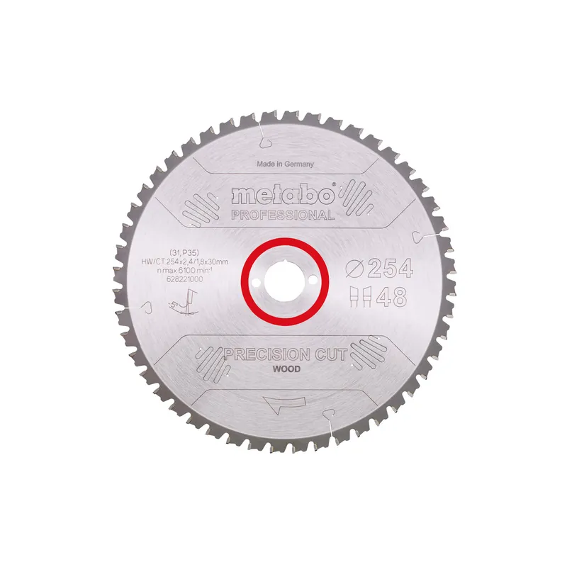 Metabo Lame de Scie Circulaire ø254x30x2.4 48Dts Bois Precision Cut Professional (628221000)