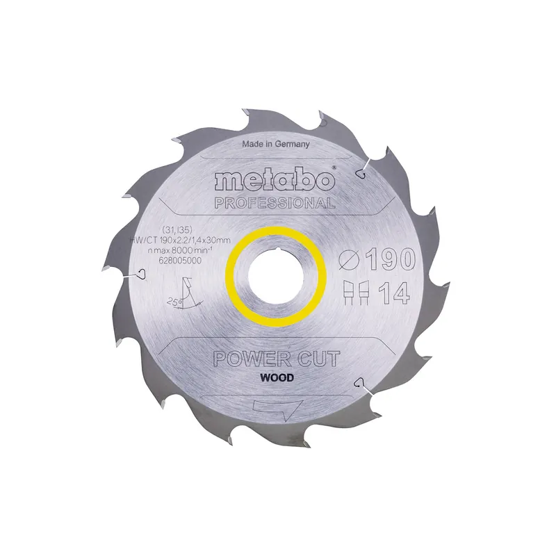 Metabo Lame de scie circulaire Bois ø190x30 14Dts (628005000)