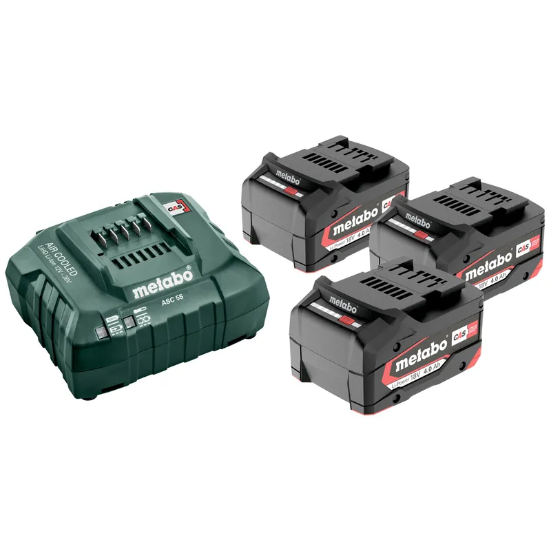 Metabo Set de base Li-ion 18V 3x4.0Ah avec chargeur rapide ASC 55 (685049000)