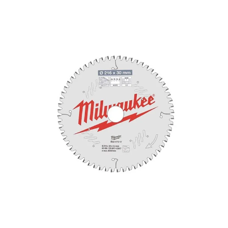 Milwaukee Lame de scie circulaire Bois Ø216x30x60Dts (4932471317)