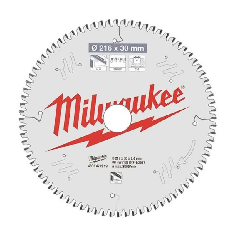 Milwaukee Lame de scie circulaire Alu Ø216x30x80Dts (4932471319)