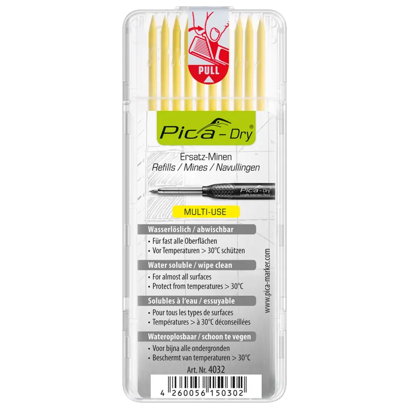 Pica DRY mines de rechange graphite Jaune Multi-usage 4032