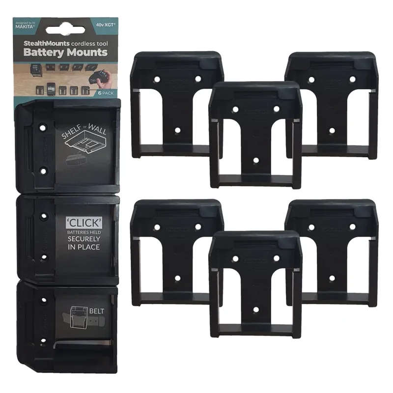 StealthMounts Supports de batteries Makita 40V XGT 6-pack Noir BM-MK40-BLK-6