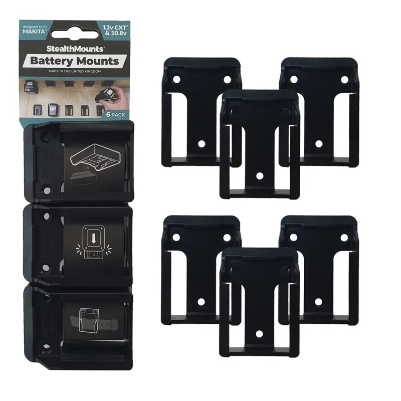 StealthMounts Supports de batteries Makita 12V CXT 6-pack Noir BM-MK12-BLK