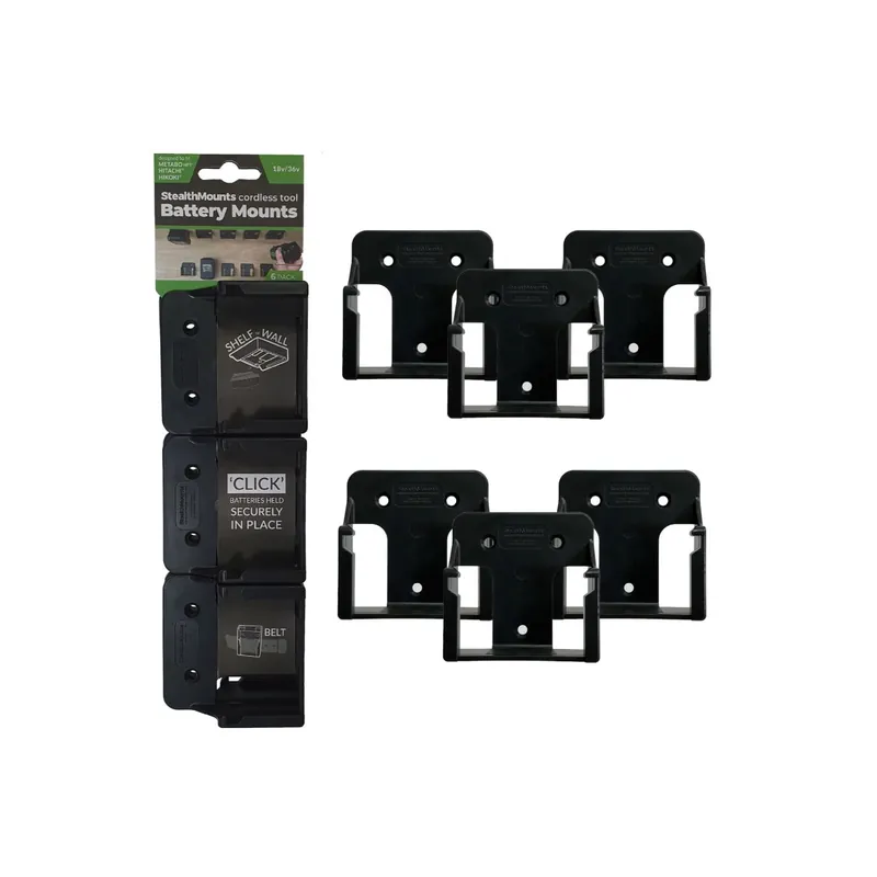 StealthMounts Supports de batteries Hikoki, Hitachi 18V 6-pack NOIR BM-MHH18-BLK-6