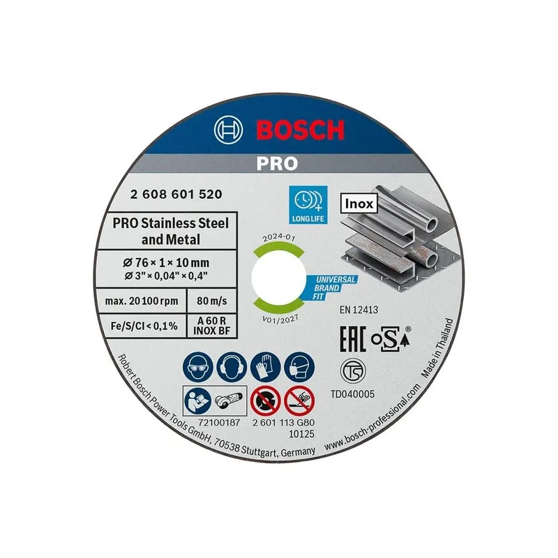 Bosch Lot de x5 disques à tronçonner le métal ø76x1mm (2608601520)