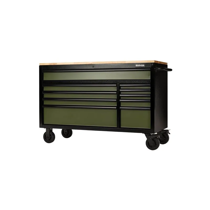 Bunker Servante d‘atelier 142cm à 10 tiroirs Vert (D08236)