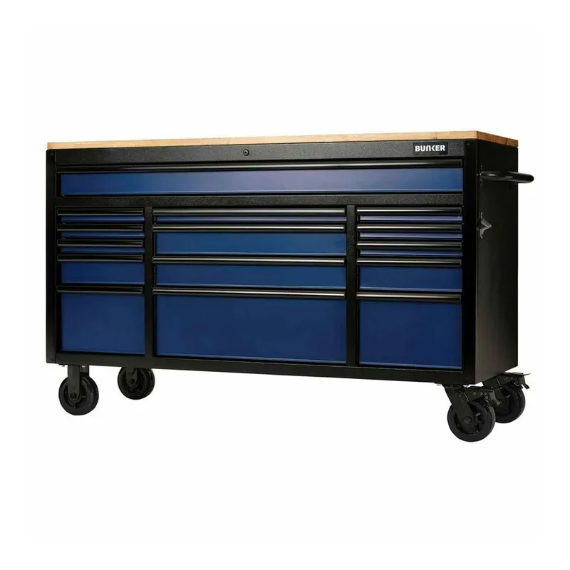 Bunker Servante d‘atelier 155cm à 15 tiroirs Bleu (D10747)