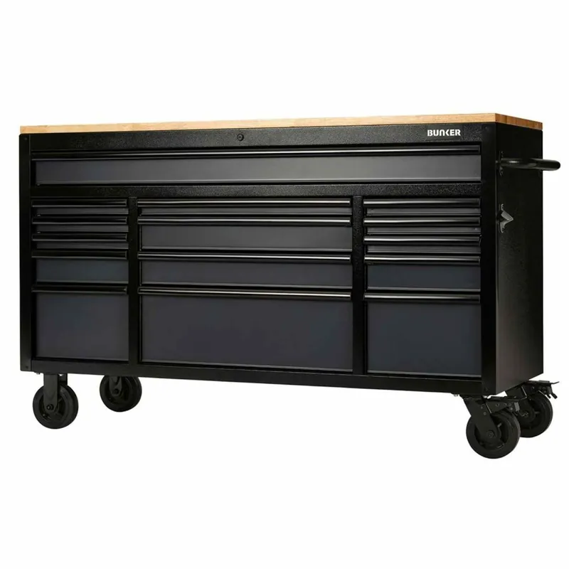 Bunker Servante d‘atelier 155cm à 15 tiroirs Gris (D08238)