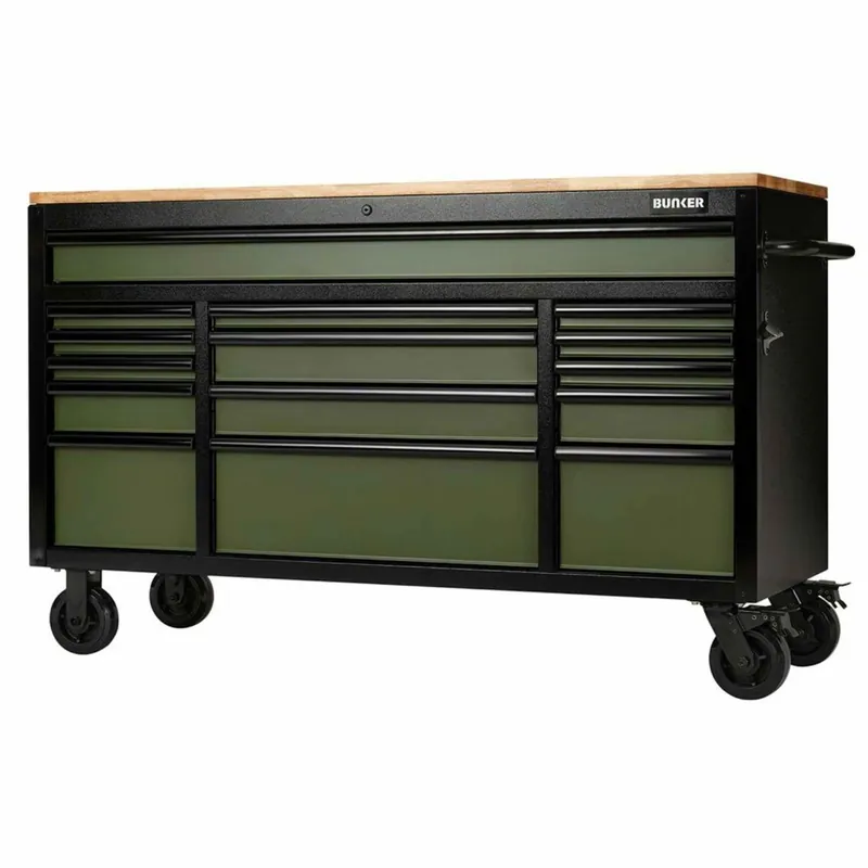 Bunker Servante d‘atelier 155cm à 15 tiroirs Vert (D10368)