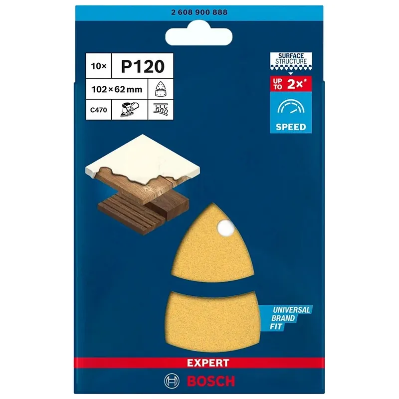 Bosch Pack de 10 Abrasifs Delta bois et peinture 102x62mm C470 EXPERT