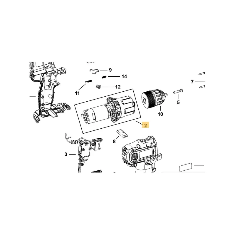 Black&Decker Ensemble moteur & boite de vitesse pour perceuse KFBCD701, BCD700 (N703544)