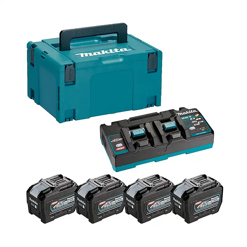 Makita Pack Énergie 40V XGT 8.0Ah 4 batteries BL4080F + 1 chargeur DC40RB (1910A8-3)