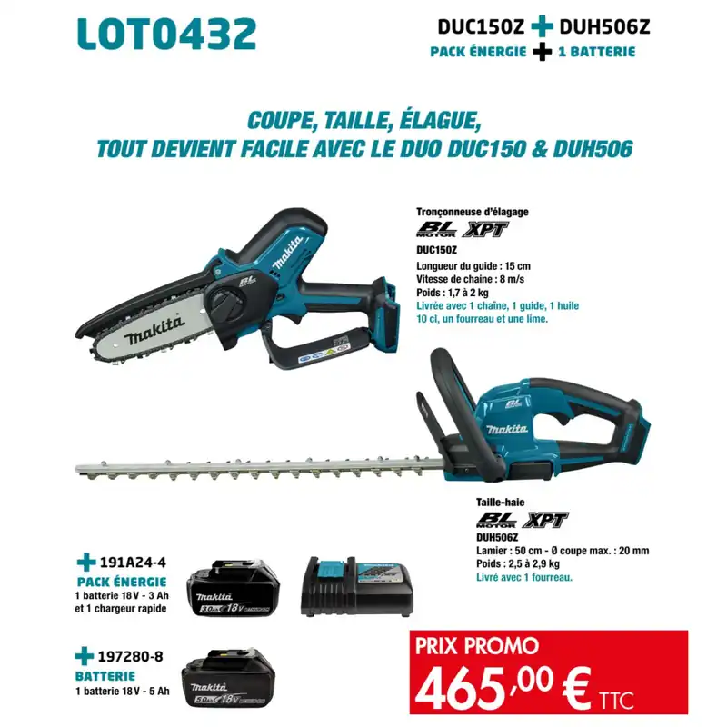 Makita Lot de 2 machines DUC150Z & DUH506Z 18V LXT (LOT0432)