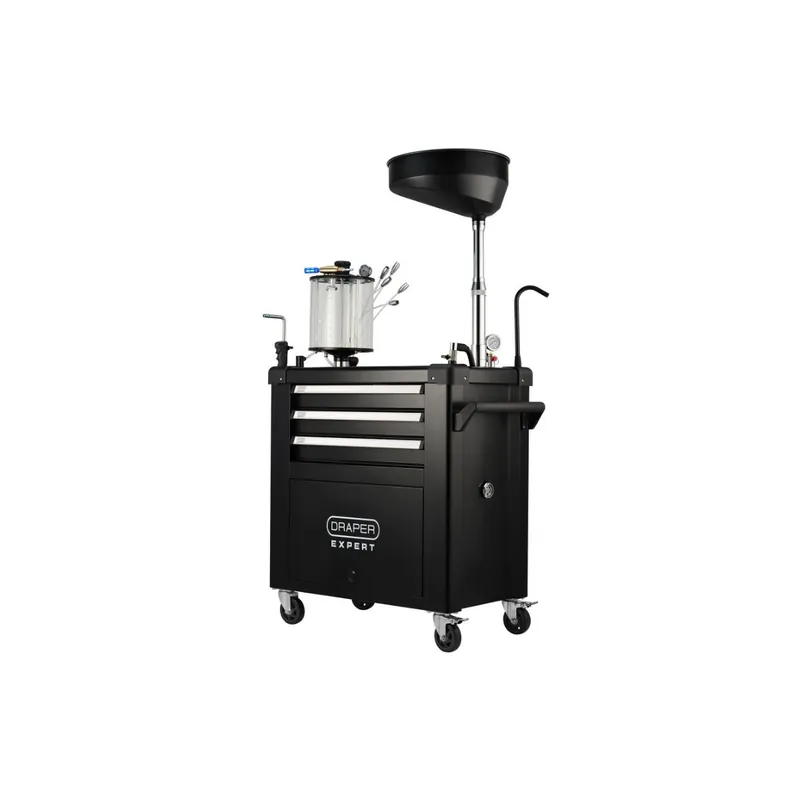 Chariot de récupération d‘huile avec système d‘aspiration 100 L – Draper D30205