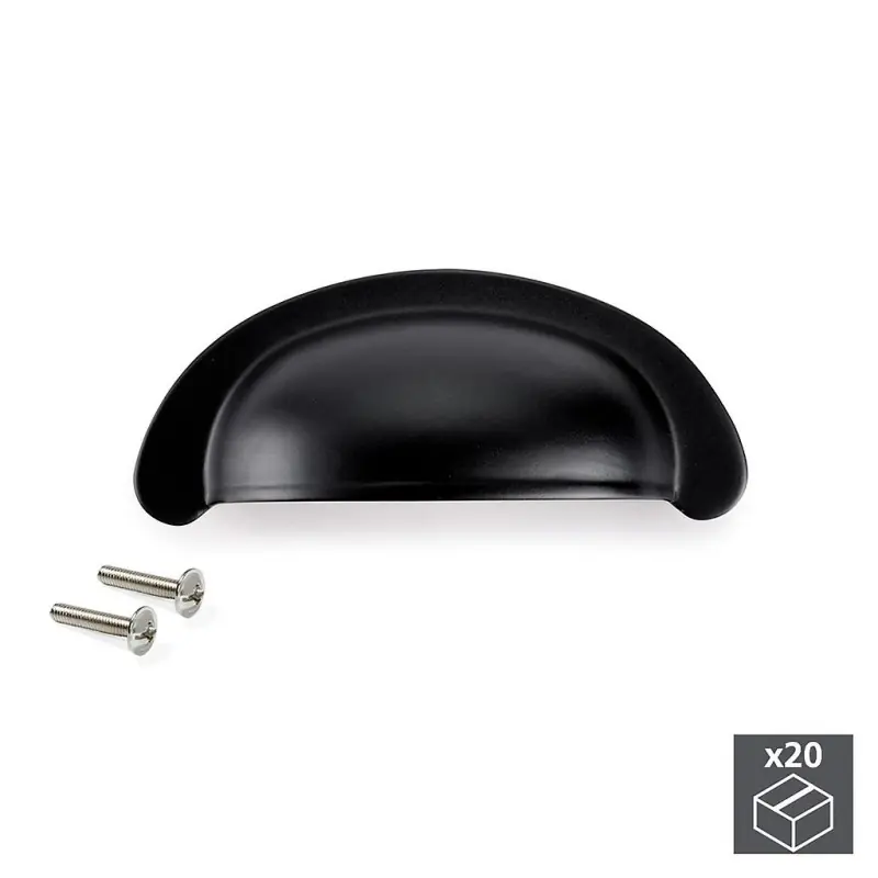 20 Poignées pour meuble Marrakech entraxe 64 mm Zamak Noir