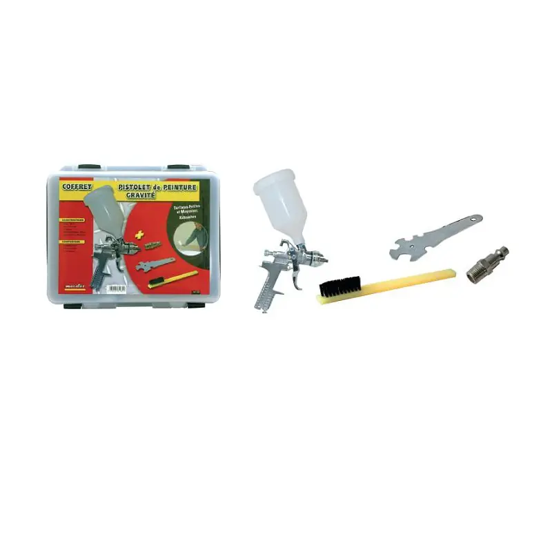 Coffret pistolet de peinture à gravité 2 réglages