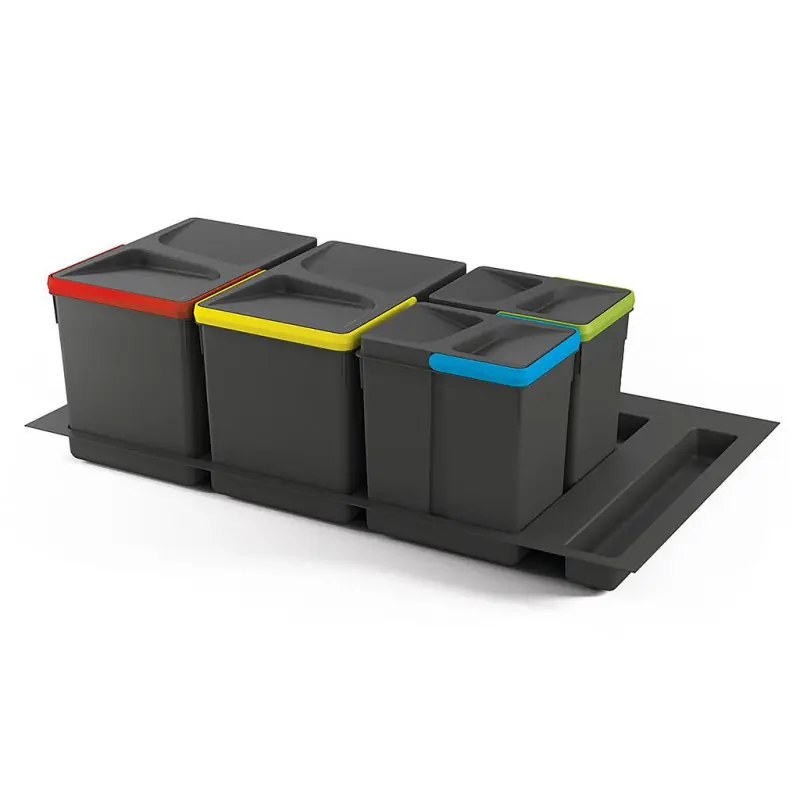 Kit de poubelles 2x15 L 2x7 L module 900 mm Plastique Gris anthracite