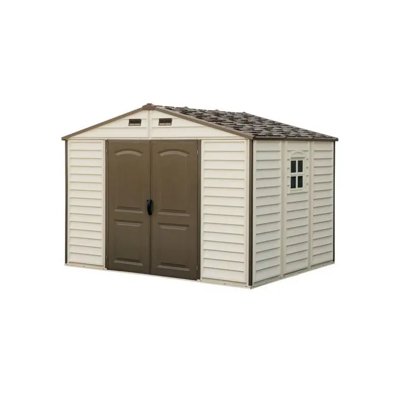 Abri de jardin DUWS108PR ivoire et marron 7,68m2 Pvc Woodstyle Duramax
