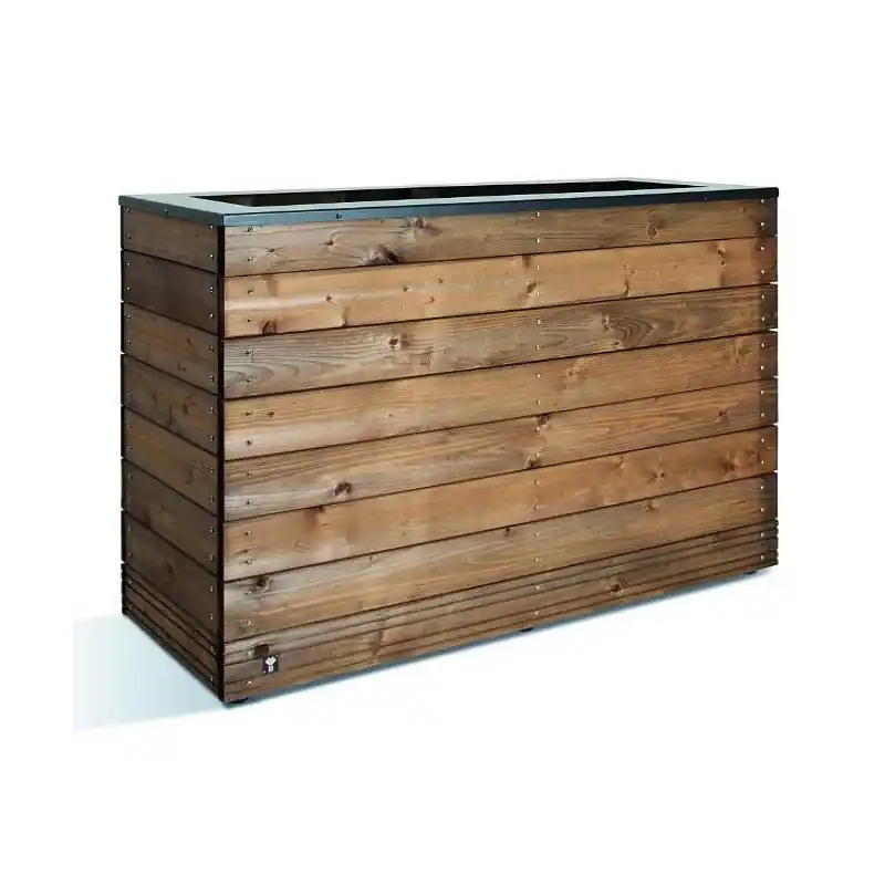 Bac à fleurs en bois et acier rectangle à hauteur 76 cm 179L