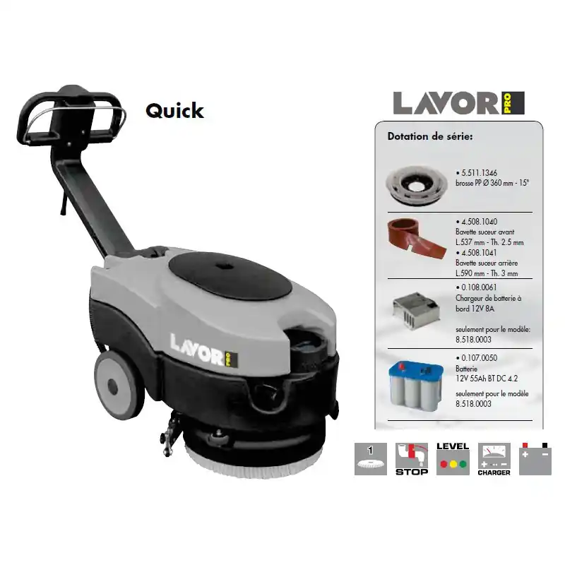 Autolaveuse compacte à batterie 460 mm 12V 250W Quick 36B