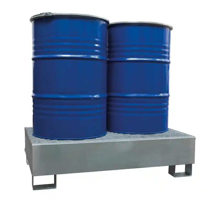 Bac de rétention en acier galvanisé capacité 220 L 2 fûts BRG2