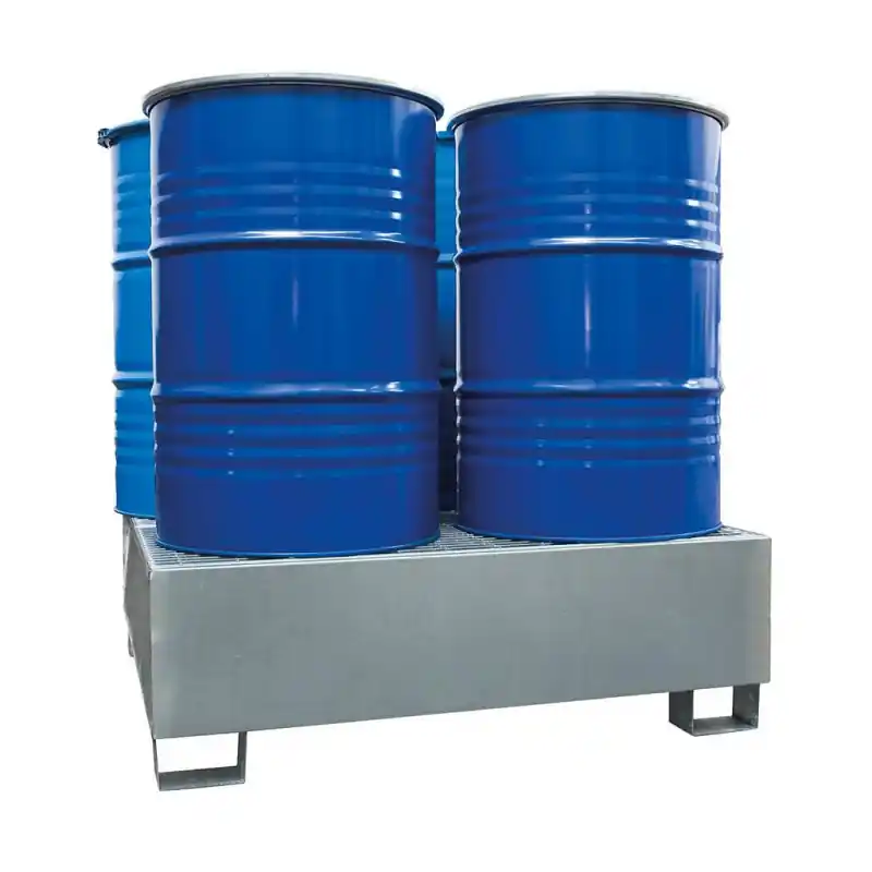 Bac de rétention en acier galvanisé capacité 440 L 4 fûts BRG4