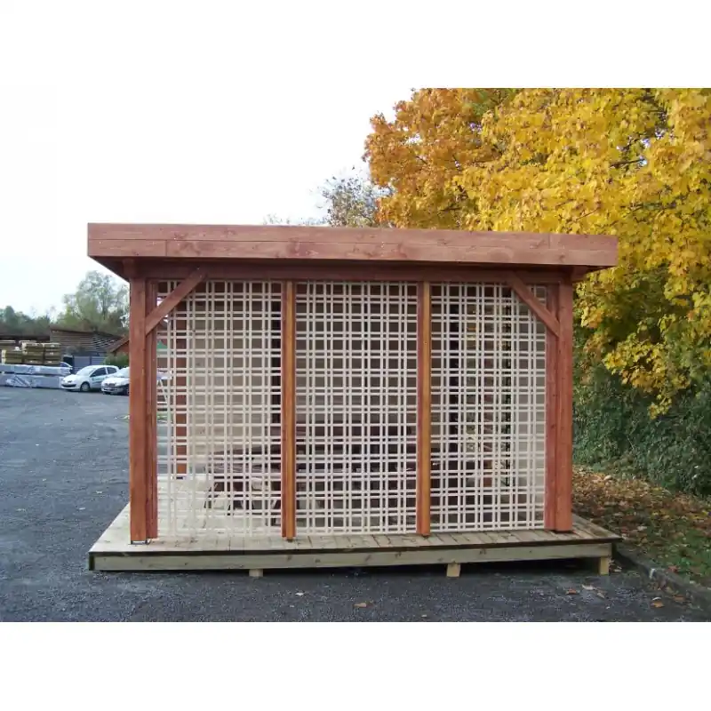 Auvent OMBRA toit plat avec treillage en bois 1 côté 1586 m² OM35351TR
