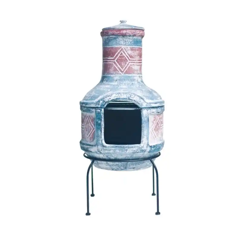 Cheminée style mexicaine Geometric avec grille de cuisson La Hacienda