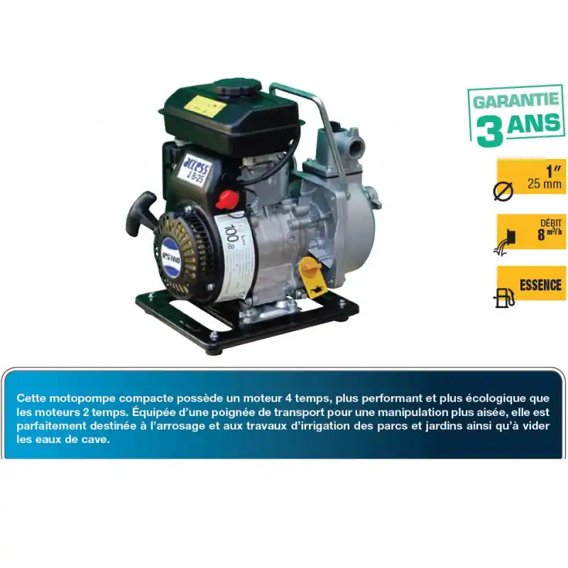 Motopompe AUTO Amorçante 133L/min ou 8m3/h Access J8-25