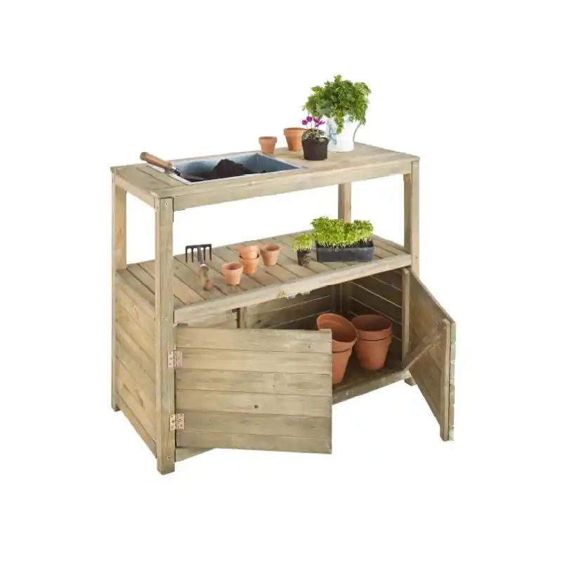Table de préparation en bois avec 2 portes Jardipolys